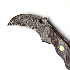Premium Damascus Steel Pocket Folding Knife Handmade Pattern Steel Outdoor <b>Camping</b> Hiking Fishing Travel Utility <b>Tool</b> - Product Image 6