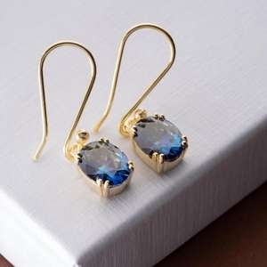 Pendientes Colgantes de Tanzanita Azul Ovalados, Plata de Ley 925, Chapados en Oro de 14K, Joyería Colgante con Piedra de Nacimiento de Diciembre - Product Image 2
