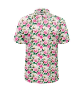 Camisa de golf floral cómoda para hombre, de manga corta, con botones, tela transpirable, diseño tropical hawaiano para el campo de golf. - Product Image 4