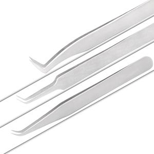 Comfortable grip tweezers for handmade <b>lash</b> <b>fans</b> smooth handle false <b>lash</b> extension straight and curved tweezers - Product Image 2