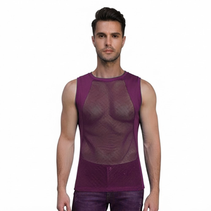 Factory Price Breathable <b>Men</b> Sports Mesh Sleeveless Mesh <b>Singlets</b> <b>for</b> <b>Men</b> Transparent Vest <b>for</b> Sale Transparent Vest - Product Image 1