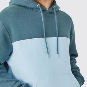 ชุดเซ็ตฮู้ดดี้บล็อกสีสำหรับผู้ชาย ชุดลำลองแบบสปอร์ต ชุดออกกำลังกายสองชิ้น พร้อมโลโก้สั่งทำ - Product Image 3