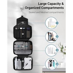 Borsa da Toilette Organizzatore per l'Igiene Personale Maliton per Uomini e Donne, 4 Scomparti, da Appendere, Impermeabile, per Viaggi - Product Image 3