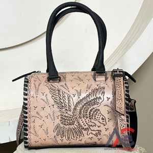 Nouveau Sac à Main Western en Cuir Fait Main 2026 avec Oiseau Aigle Sculpté et Motifs Floraux, en Cuir Véritable, Sac de Voyage à Poignée Supérieure et Bandoulière - Product Image 1