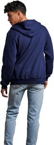 Premium Navy Blue Full-Zip Hoodie - Wholesale Unisex Cotton Fleece Sportswear Training Jacket - Product Image 4