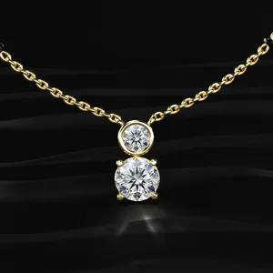 Colgante de compromiso y boda con diamante CVD cultivado en laboratorio de talla brillante, color D-E, claridad VVS-VS, certificado IGI, chapado en oro, para mujer, India - Product Image 3