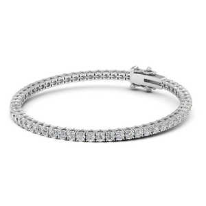 Exquisita Pulsera de Tenis con Diamantes Redondos de Cuatro Puntas, Oro Amarillo de 14K Premium, Joyería de Lujo para Novias - Product Image 1