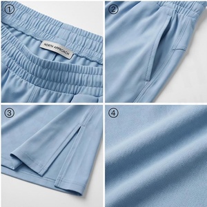 Pantalones de yoga para mujer de cintura alta, acampanados, hasta el tobillo, de color azul claro liso, transpirables, de algodón y elastano con cintura elástica - Product Image 4