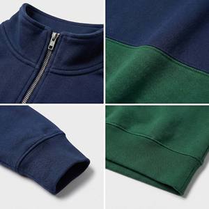 <b>Retro</b> Sport Style Women Quarter Zip <b>Sweatshirt</b> Forest Green Color Block Pullover Vintage Tennis Aesthetic Stand Collar Jumper - Product Image 4