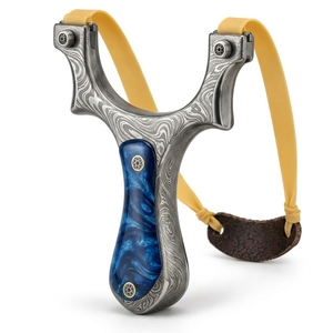 Collection de cadeaux de prestige : Lance-pierre en acier Damas, artisanat de qualité supérieure, motif décoratif en acier fait main, objet de collection - Product Image 5