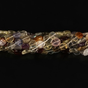 Perles en pierres précieuses naturelles multicolores, forme de pièce de monnaie, prix de gros, perles rondes polies en vrac pour la fabrication de bijoux - Product Image 2