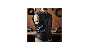 Chaleco de Cuero Grabado en Relieve para Hombre, Marca Champ King, Negro, Casual, Transpirable, Ecológico, con Cierre, para Invierno - Product Image 6