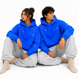 <b>Men</b> Women Rhinestone Hoodie Cotton Fleece <b>Pullover</b> Star Embellished Long Sleeve Casual Sweatshirt Wholesale B2B USA Market - Product Image 3