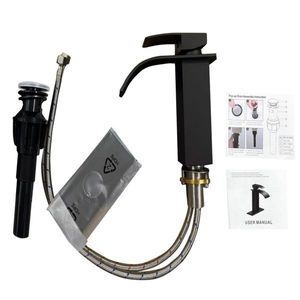 Robinet de lavabo noir mat en acier inoxydable à poignée unique, monotrou, ne peut être expédié les week-ends via USPS/FedEx - Product Image 2