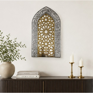 Arte Islámico de Pared de Metal Brillante con Diseño de Ayatul Kursi y Mihrab, Caligrafía Árabe en Acero Inoxidable, Corte Láser, para Hogar Musulmán - Product Image 2