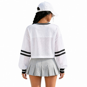 Maillot de football américain pour femme, style sportif, col en V, coupe courte en maille, manches courtes, coupe ample, personnalisable pour équipe - Product Image 6