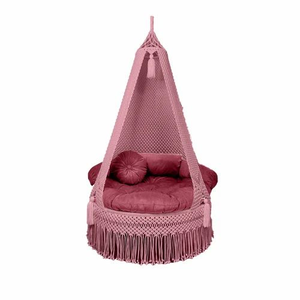 Hamac suspendu en macramé rose, fauteuil suspendu en coton tissé à la main, siège suspendu bohème pour intérieur/extérieur, balcon, salon, Jhula (72X40) - Product Image 2