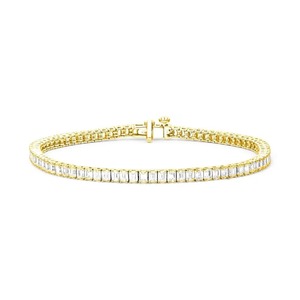 Bracelet tennis en diamants de laboratoire taille émeraude Verdant 5,00 carats, qualité F-VS2, en or massif 14 carats, pour la création de bijoux - Product Image 1