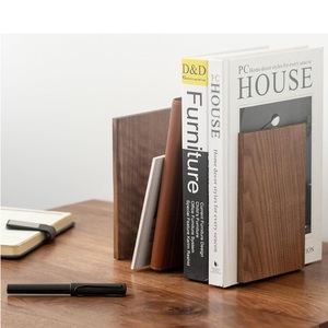 Modern Wooden Bookends Set Decorative Solid Wood <b>Book</b> Holders for Shelves Office Desk Home <b>Library</b> - Product Image 2