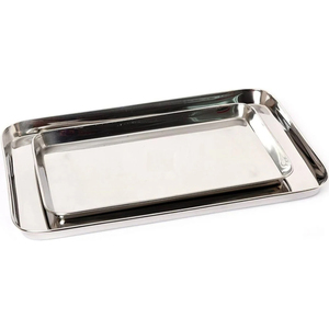 Handcrafted Hammered Stainless Steel Serving <b>Tray</b> Rectangular Metal Food Display Platter Luxury Hotel Restaurant Catering <b>Dinner</b> - Product Image 4