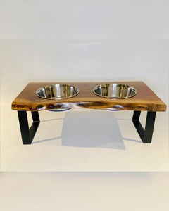 Juego de Platos de Madera para Gatos Hechos a Mano, Platos Elevados para Mascotas con Soporte de Madera, Comedero con Altura Ajustable - Product Image 2