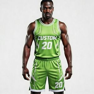 Uniforme de basketball pour hommes en tissu mesh 100% polyester respirant, anti-UV, anti-bactérien, avec logo personnalisé OEM/ODM imprimé, short haute performance - Product Image 1