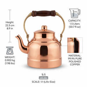Tetera Moderna Minimalista de Cobre Puro Pulido para Estufa, Hervidor de Agua, Venta al por Mayor, Suministro Directo del Fabricante - Product Image 5