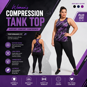 Women Fitness Tank Top Plus Size Muscle Support Compression <b>Singlet</b> Top Custom Printed Sleeveless Yoga Tee Gym Training Tank Top - Product Image 3