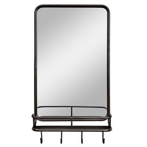 Specchio da Parete con Mensola e Ganci, Telaio in Metallo Robusto per Bagno, Camera da Letto, Soggiorno - Product Image 1