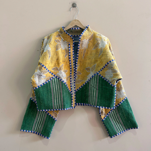 Indian Handmade Quilted Cotton <b>Kantha</b> <b>Jacket</b> For Women Crop <b>Jacket</b> - Product Image 1
