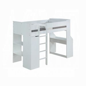 Letto a soppalco bianco con scrivania e armadio per la cameretta dei bambini - Product Image 2