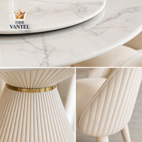 Table à manger en marbre sur mesure Vantel pour 8 personnes et chaises pour projets de meubles de villas de luxe, fabricant direct