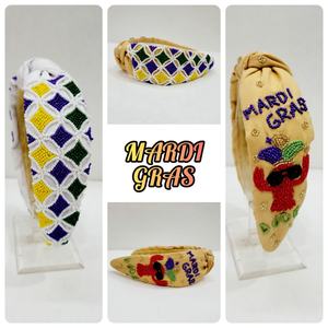 ที่คาดผมลูกปัดลายมาร์ดิกราส์เครื่องประดับผมไข่มุกงานแฮนด์เมดดีไซน์ใหม่สวมใส่ได้ทุกวันดูหรูหรา - Product Image 3