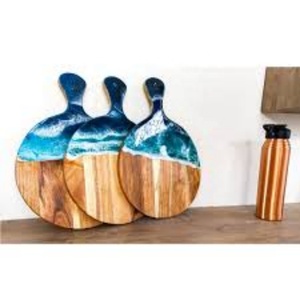 Tabla de cortar de madera y resina de 14 ", superventas, 2022, MOQ bajo, tabla de cortar con logotipo personalizado y diseño de corte en la cocina - Product Image 1