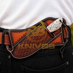 Cuchillo de Caza Personalizado Hecho a Mano de Acero D2 con Mango de Piedra, Hoja Fija de Espiga Completa, para Desollar, Acampar y Supervivencia al Aire Libre, OEM - Product Image 6