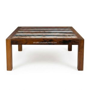 Handcrafted <b>Rustic</b> Wooden Square Top <b>Coffee</b> <b>Table</b> Reclaimed Boat Wood Antique Finish Indoor Outdoor Living Room Furniture - Product Image 3