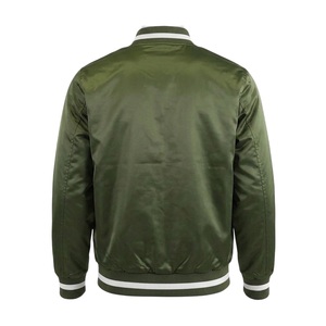Chaqueta Varsity Verde para Hombre, Color Sólido, Logotipo Bordado en Chenilla Personalizado, Cuello Camisero, Ropa Casual de Otoño - Product Image 2