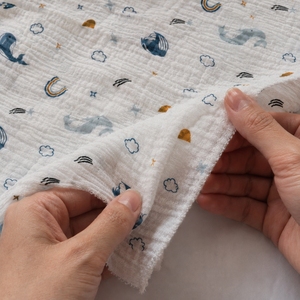 100% Organic Cotton Woven Double Gauze Soft <b>Muslin</b> Cute Whale Rainbow Printed Eco-Friendly Luxury Lightweight Baby <b>Swaddle</b> - Product Image 4