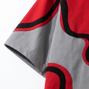 Custom Men's Modern Casual Sleeve <b>Button</b> Up <b>Shirt</b> Short Front Abstract Graphic Loose Fit Woven Top for Summer OEM Custom Supply - Product Image 6