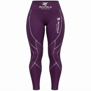 High Waist Full Length Yoga <b>Leggings</b> with Side Stripe and Elastic Waist Seamless Four-Way Stretch Mesh Panel Women Workout Pants - Product Image 6