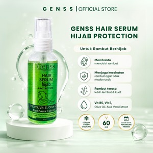 Sérum capillaire Genss Hair Rambut Protection Hijab 60ml en spray avec Vitamine B5, Vitamine E, Huile d'olive, Extrait d'aloe vera - Product Image 2