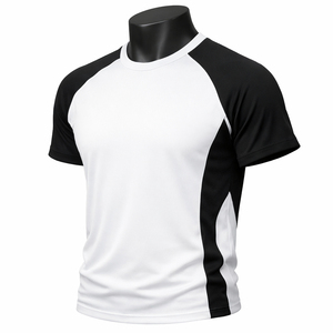 Men’s Contrast Panel Raglan T Shirt Custom Blank <b>White</b> Black Sports <b>Tee</b> Breathable Polyester Gym Training T Shirt for Men - Product Image 5