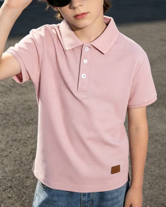 Customized Brand Green Striped Knitted Short Sleeve Polo Shirt Boys Casual Wear White Collar Eco-Friendly Breathable 160g Quick - Product Image 1
