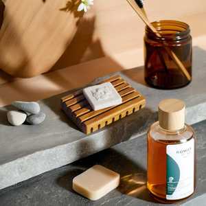 UO Artisian Wooden <b>Soap</b> Dish for Shower | Self Draining Bar <b>Soap</b> Bathroom | ROWER Wooden <b>Soap</b> Dish <b>Set</b> Rectangle Minimalist UO - Product Image 1