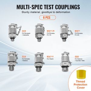 Set di Manometri per Test Idraulici per Escavatori 250/400/600 bar, 3 Manometri, 6 Raccordi di Prova, 3 Tubi di Prova, Kit di Test Pressione Idraulica, Accessorio - Product Image 4