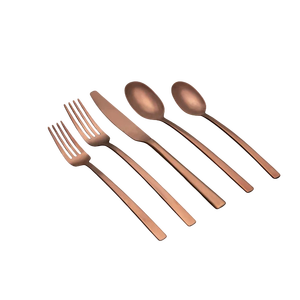 Modern Rose <b>Gold</b> Flatware Set 5 Pcs Satin Polish Stainless Steel <b>Cutlery</b> Set Dinner Fork Knife Spoon Flatware Silverware <b>Cutlery</b> - Product Image 1