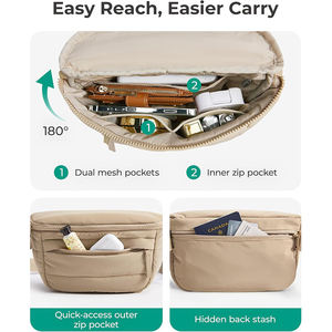 Unisex Waterproof Polyester Fanny Pack Two-Way Zipper Closure Adjustable Strap Puffy <b>Pillow</b>-<b>Shaped</b> Belt Waist Bag Outdoor Travel - Product Image 3