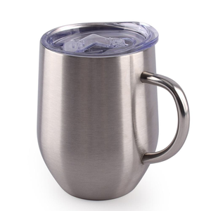 Gobelet à vin personnalisé en acier inoxydable à double paroi isolé, tasse de voyage en forme d'œuf, 12 oz avec poignée - Product Image 2