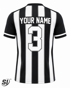 Camiseta de Fútbol Personalizada con Rayas Blancas y Negras, Sublimación, Nombre del Equipo, Número Impreso, Secado Rápido, Uniforme al por Mayor OEM - Product Image 2
