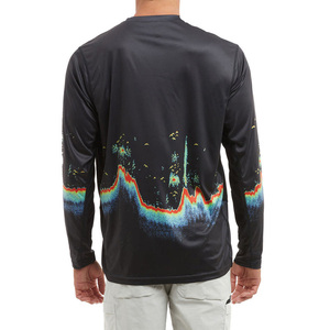 Custom Sublimation Men's Long Sleeve Fishing Shirt With Sonar Print UPF 50 Quick Dry Polyester <b>Top</b> - Product Image 2